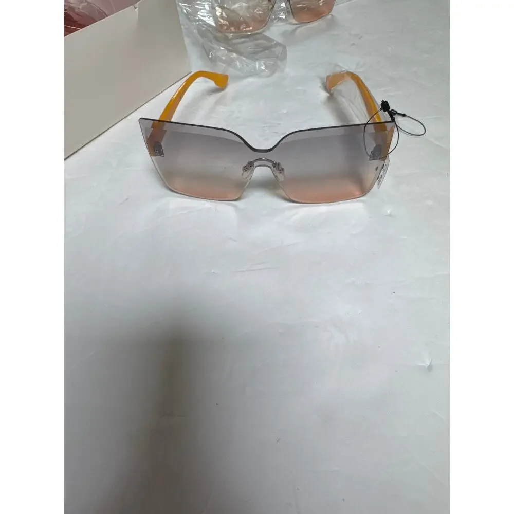Cat Eye Sunglasses UV400 Women Light tent Lens Yellow Temple New